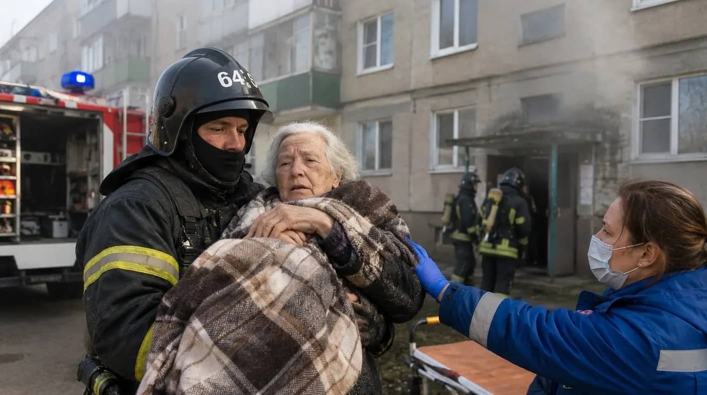 В Находке из пожара в многоэтажке спасли пенсионерку