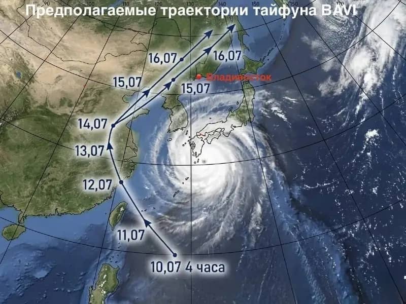 Остатки тайфуна BAVI принесут в Приморье дожди и ветер на следующей неделе