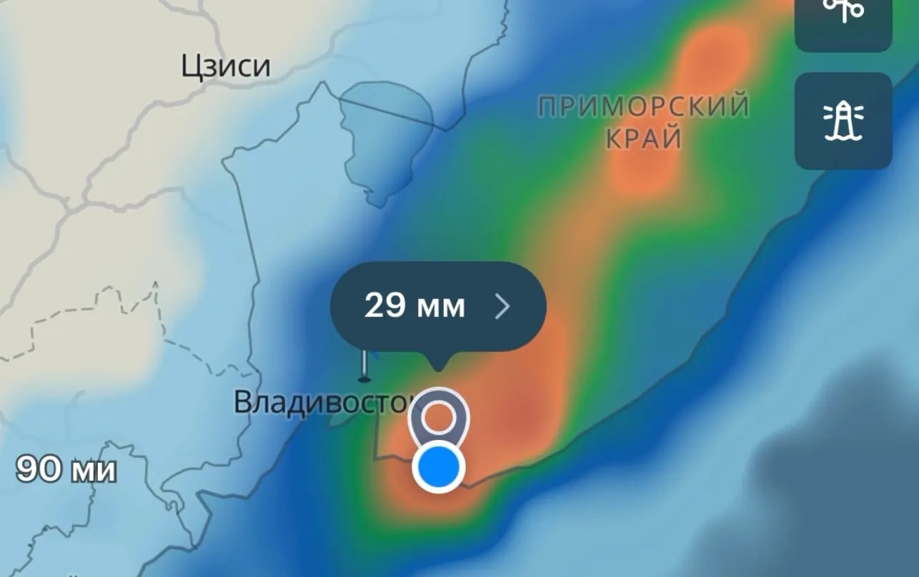 В Приморье штормовой прогноз ухудшился — обещают до 90% от месячной нормы осадков