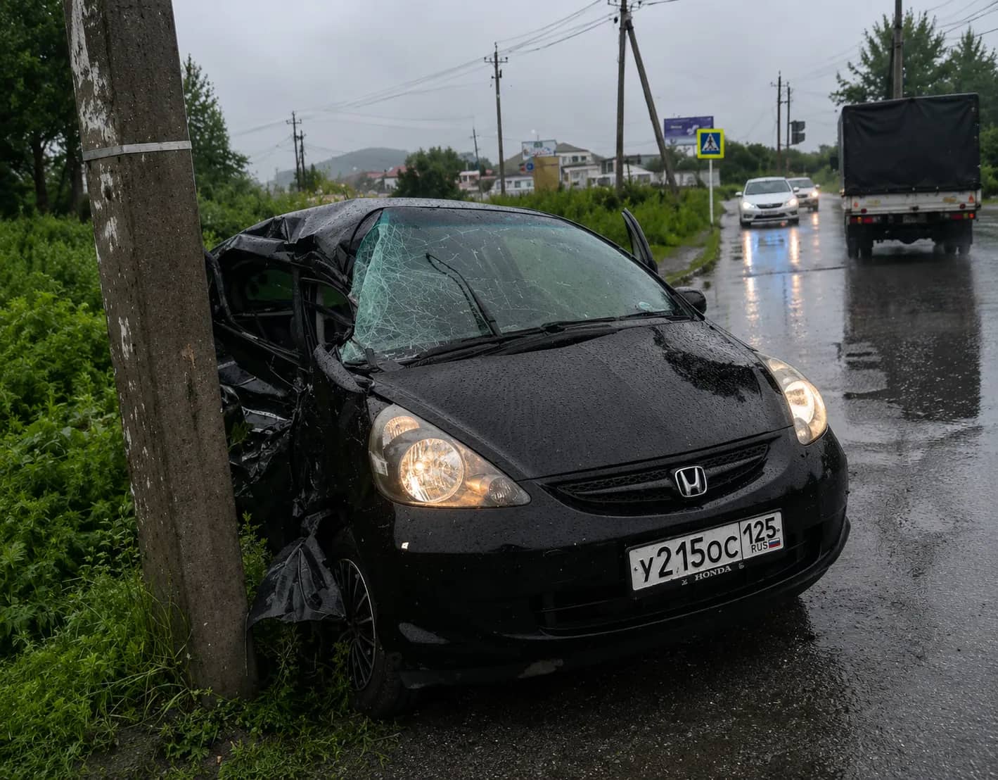 На перекрестке ДСУ в Находке столкнулись бетономешалка и легковушка