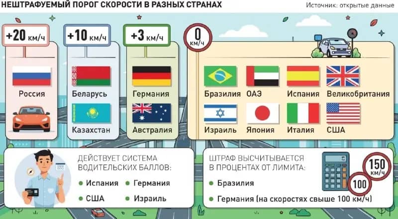 Водителей в России могут начать штрафовать за превышение скорости на 5 км/ч