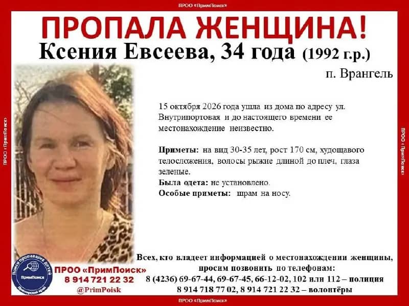 Полиция и волонтёры ищут пропавшую жительницу Врангеля